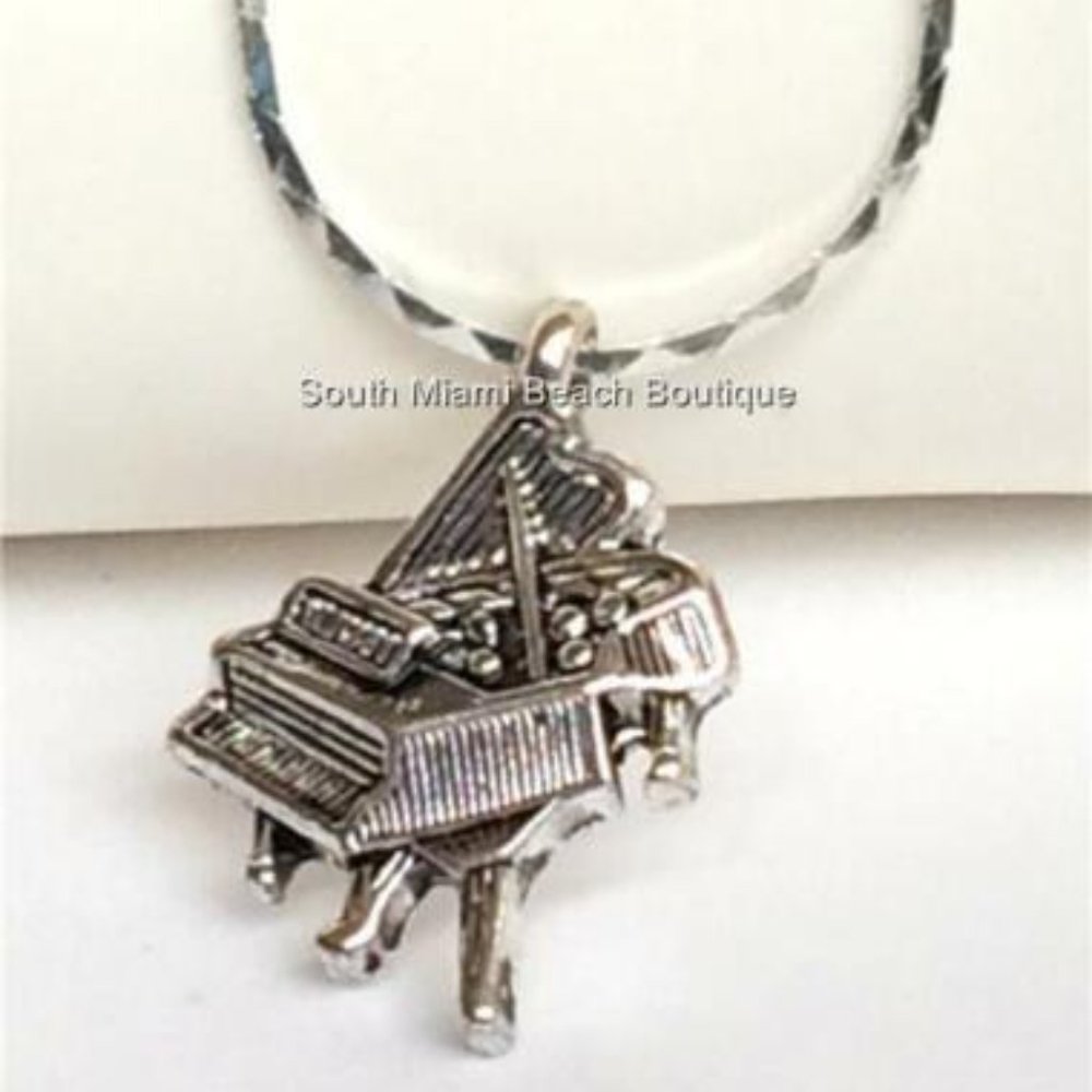 Silver Grand Piano Necklace Musician Music Teacher